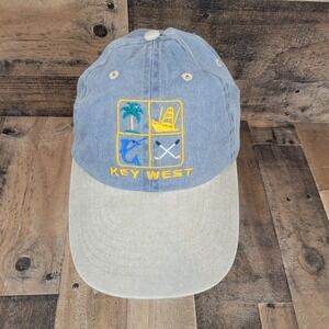 Key West Hat Baseball Cap Distressed Blue Graphic Travel Souvenir Adjustable New